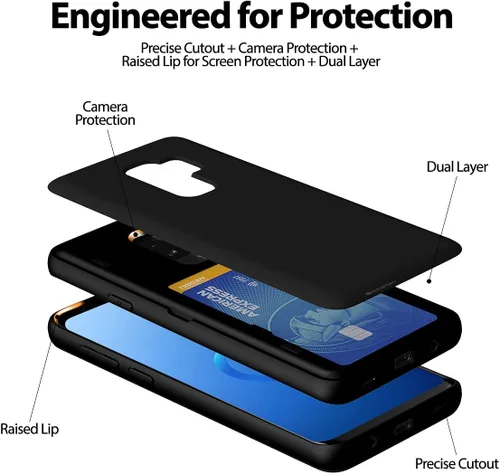 Vista 5 de GOOSPERY Parachoques magnético para puerta compatible con Galaxy S9 Plus, tarjetero tipo billetera con cierre automático por iman, funda protectora