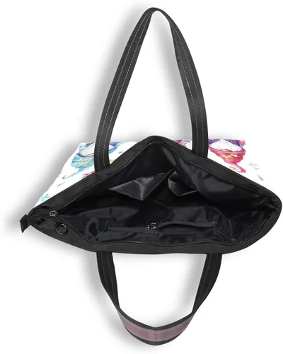 Vista 5 de QMXO - Bolso de mano con diseño de gnomos mágicos y estrellas, para mujer, bolsa de mano de gran capacidad con asa superior