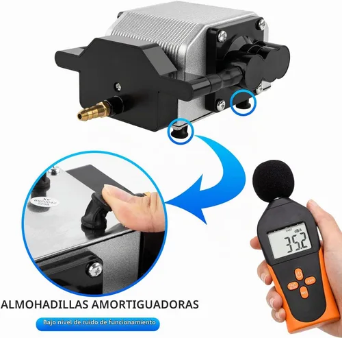 Vista 4 de FoxAlien AP30A Bomba de asistencia de aire portátil 30L/min Volumen de aire ajustable para máquinas de grabado CNC