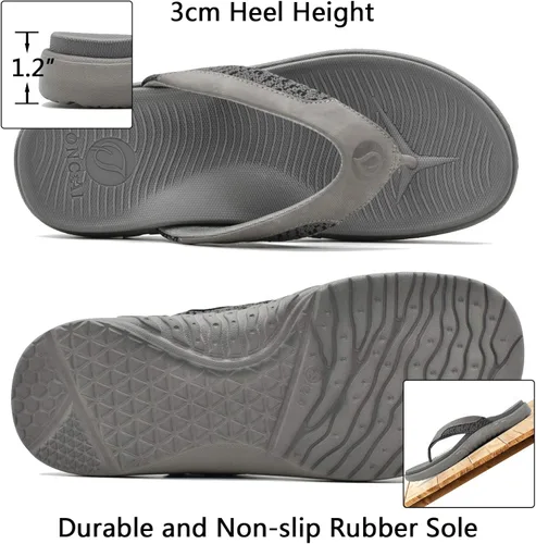 Vista 4 de ONCAI Chanclas para hombre con puntera abierta tirantes atléticos ortopédicos de verano fascitis plantar sandalias deportivas con cojín suave
