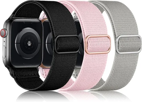 Vista 15 de DaQin Paquete de 3 bandas elásticas Solo Loop compatibles con Apple Watch para hombres de 49 mm, 46 mm, 45 mm, 44 mm, 42 mm, correa elástica