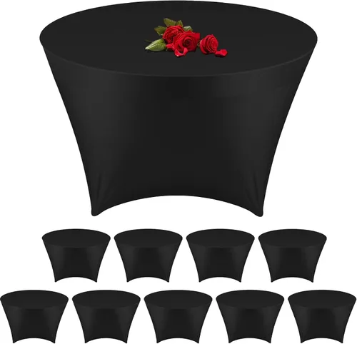 Vista 10 de Buryeah Mantel redondo elástico de 5 pies de elastano, lavable a máquina, 60 pulgadas, mantel elástico ajustable para mesa redonda para bodas