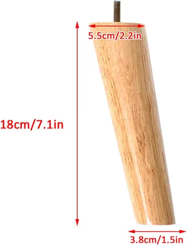 Vista 2 de M8 - Patas oblicuas de madera maciza para muebles, patas de mesa, patas de soporte para sofá, 3.1-27.6 in, para mueble de TV, escritorio, mesa