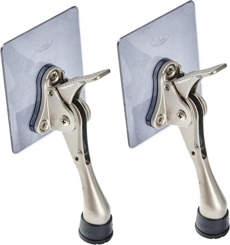 Vista 11 de HOME&I Tope de puerta abatible de 4 pulgadas con placa de montaje autoadhesiva grande, tope de puerta ajustable resistente, soporte de puerta Negro