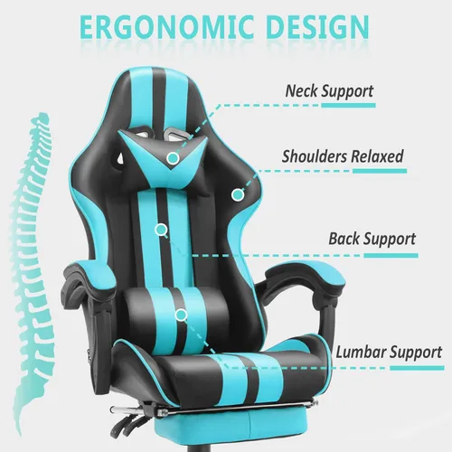 Vista 4 de Silla ergonómica de juego Miami Blue para adultos y adolescentes