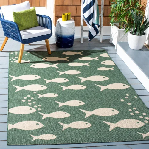 Vista 39 de SAFAVIEH Alfombra lavable para exteriores, colección Patio de 2.3 x 12 pies, color azul y beige, no desprende pelusa y fácil de limpiar, ideal