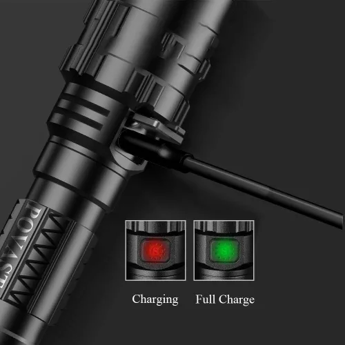 Vista 5 de Linterna Picatinny, linterna táctica LED para riel de rifle con interruptor de presión, luz impermeable de 3000 lúmenes, linterna recargable USB