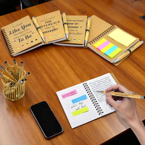 Vista 4 de 30 piezas de regalos de agradecimiento para empleados a granel - 15 juegos de cuadernos espirales inspiradores con bolígrafos motivacionales