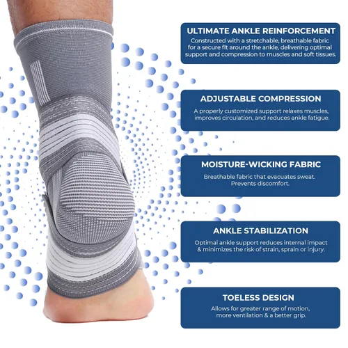 Vista 3 de NeoTech Care Tobillera ajustable (gris, talla M, 1 par)