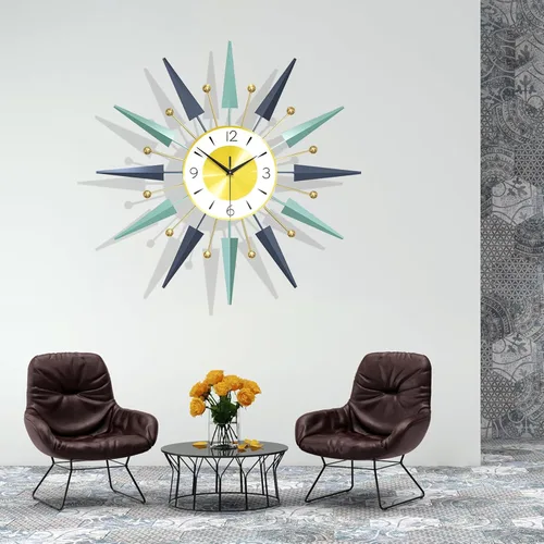 Vista 4 de Reloj de pared de 24 pulgadas, reloj de pared grande para decoración de sala de estar, reloj de estrella en explosión, gran decoración moderna