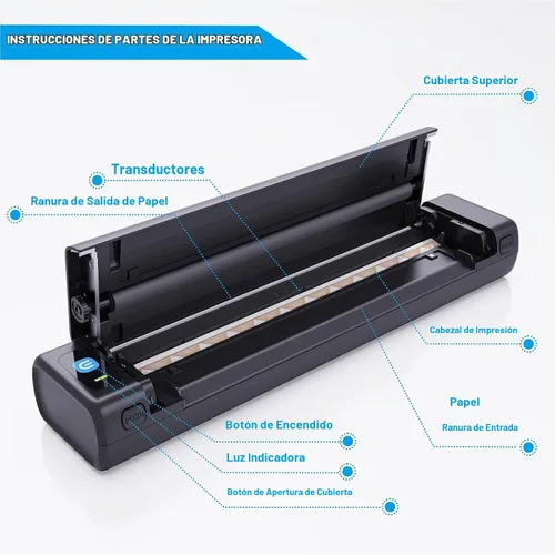 Vista 3 de Emalla INKDOT - Impresora de plantillas de tatuaje, impresora térmica Bluetooth 203DPI de alta resolución, máquina de tatuaje de transferencia