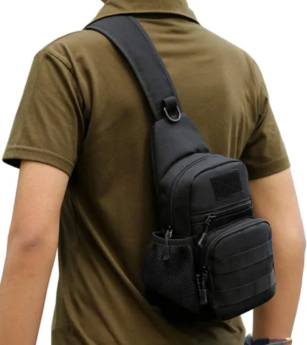 Vista 5 de Hebetag - Mochila cruzada de senderismo para hombres y mujeres, mochila cruzada del hombro al pecho para escuela, exterior, viaje, negocio, casual