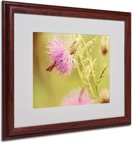Vista 7 de Trademark Fine Art Skipper on Pink Thistle - Arte enmarcado con marco de madera, 11 x 14 pulgadas