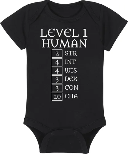 Vista 14 de Level 1 Human with Ability Scores - Gaming Baby Onesie - Hat - Blanket - Bib Package Combinations