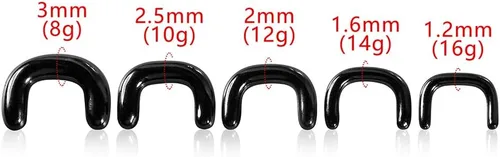 Vista 3 de 4 piezas de retenedor de tabique de vidrio 16G 14G 12G 10G 8G, 2 piezas negro y 2 piezas transparente en forma de U con anillos en O para trabajo
