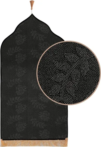 Vista 6 de Alfombra de oración musulmana simple y sólida de terciopelo en relieve, alfombra de oración turca, portátil, para hombres y mujeres, Janamaz
