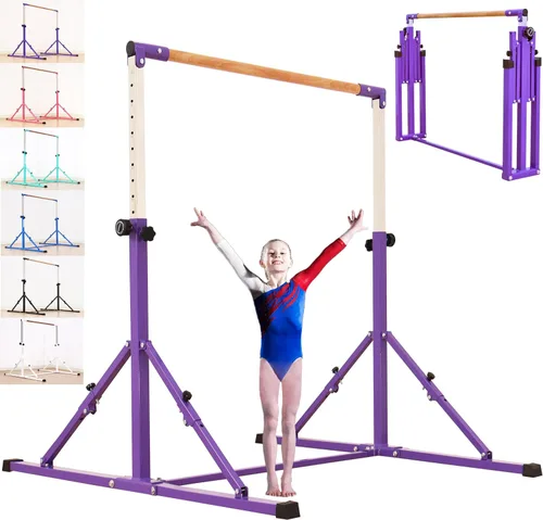 Vista 15 de MARFULA Adjustable 5 Ft Folding Gymnastics Kip Bar for Kids Ages 3-18 Negro