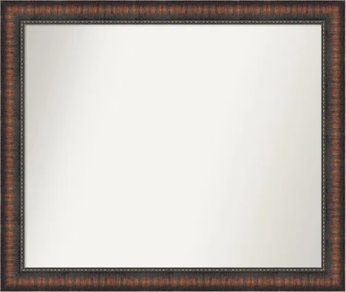 Vista 148 de Amanti Art Espejo de baño marrón para sobre el fregadero, 24 x 24 pulgadas, espejo de tocador cuadrado marrón Caleb, marco de madera rústica