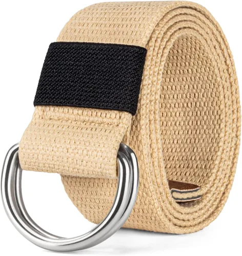 Vista 12 de Cinturón para mujeres y hombres de lona con hebilla negra 1 1/2" de ancho extra larga color sólido
