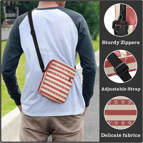 Vista 6 de Sinestour American Patriotic Stars Stripes Messenger Bag for Women Men Crossbody Shoulder Bag Small Crossbody Bags Messenger Shoulder Bag with