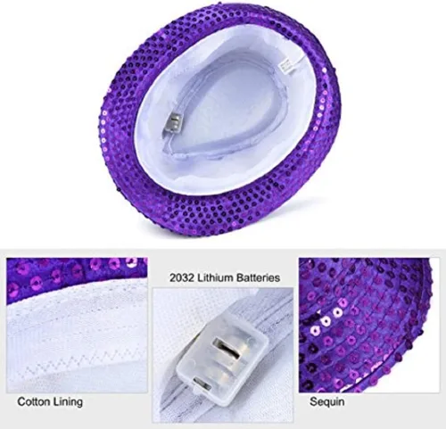 Vista 7 de The Electric Mammoth Sombrero Fedora intermitente con luz LED