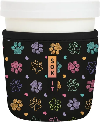 Vista 167 de Sok It IceCreamSok - Funda de neopreno aislada (flores abstractas, pintas de helado cónicas)