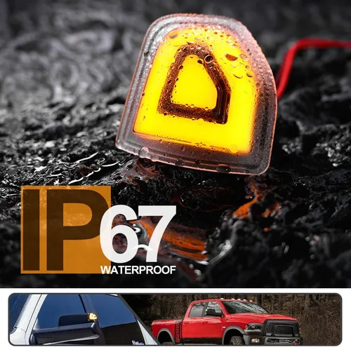 Vista 5 de 2 piezas de luz LED anaranjada para espejo y señal de giro para Dodge Ram 1500 2500 3500 4500 5500 2010-2018 Luz de señal de giro para espejo Lente