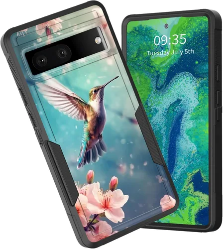 Vista 76 de Funda para Pixel 6A, funda híbrida de doble capa resistente a prueba de golpes de policarbonato duro de silicona suave TPU para Google Pixel 6A