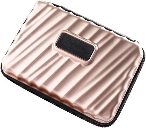 Vista 8 de Neceser de maquillaje con cremallera rígida y duradero, resistente a los golpes, para mujer, estuche Cosmático, impermeable, almacenamiento al aire
