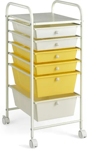 Vista 9 de Giantex Carro Organizador con 6 Cajones, con Ruedas, para Herramientas, Papel de Recortes, Hogar, Oficina, Escuela, Carro Utilitario Móvil Multiusos