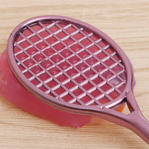 Vista 4 de Mini raqueta de bádminton con forma de limo, kit de suelo de cristal para jugar con bolígrafo de gel de limo
