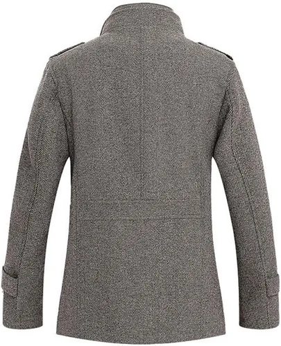 Vista 2 de chouyatou Abrigo militar de un solo pecho de mezcla de lana con estilo de invierno para hombre