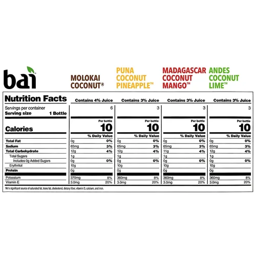Vista 2 de Bai Coco Volcanic - Paquete variado de bebidas antioxidantes (paquete de 1) 18 onzas líquidas, 270 onzas líquidas