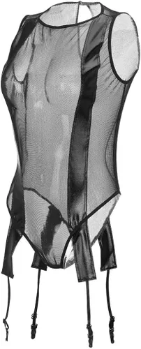 Vista 5 de VODMXYGG Body de lencería para mujer, encaje de cuero, empalme sexy, transparente, exótico, babydoll, disfraces de fiesta