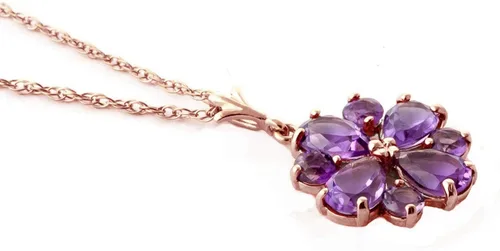 Vista 3 de Galaxy Gold GG 14k Yellow White Rose Gold Necklace with Natural Amethysts