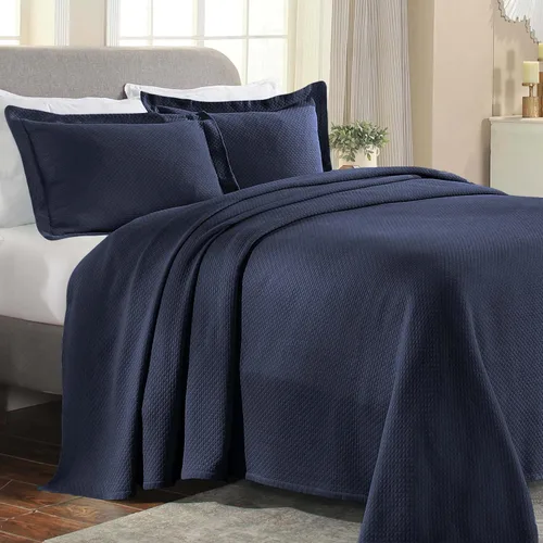 Vista 24 de Cubrecama doble Superior Diamond Solitaire de algodón de primera calidad Jacquard Matelassé con fundas de almohada a tono, color aguamarina, Agua