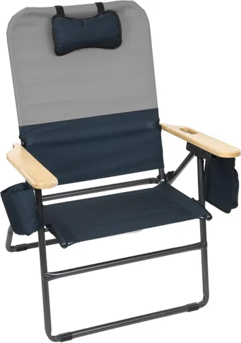 Vista 10 de Camp & GO MaxShade - Silla plegable de gran tamaño para exteriores, color naranja y azul marino