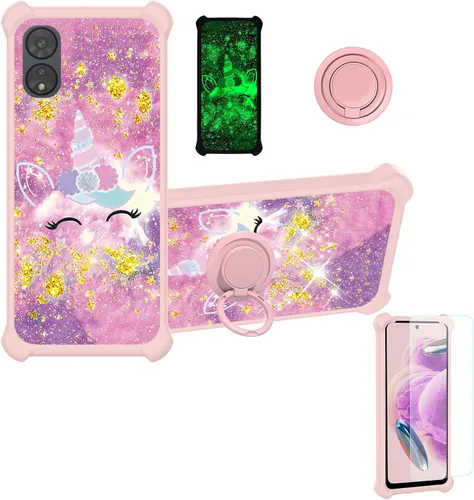 Vista 10 de jioeuinly JSF-DJS - Funda compatible con Nothing Phone 2a con protector de pantalla de vidrio templado, policarbonato duro + silicona suave, soporte