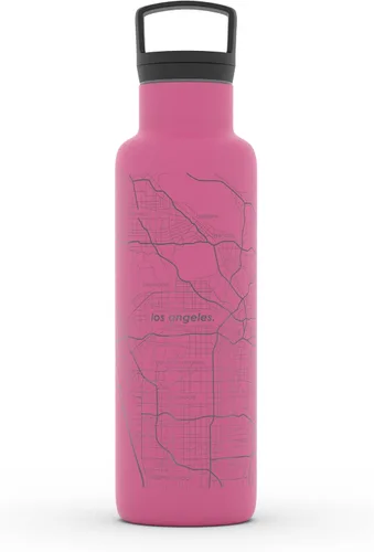 Vista 179 de Well Told Botella de agua aislada con mapa de Washington DC grabado, botella de acero inoxidable grabada (21 onzas, blanco) botella aislada de mapa