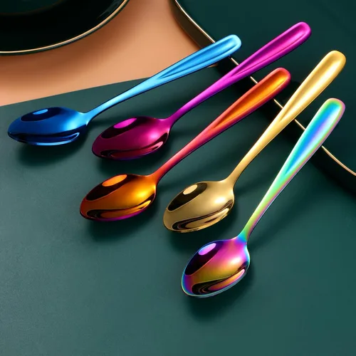 Vista 4 de 8 Pieces Dessert Spoons Teaspoons Small Coffee Spoons Espresso Spoons, 5.5 Inch (black)