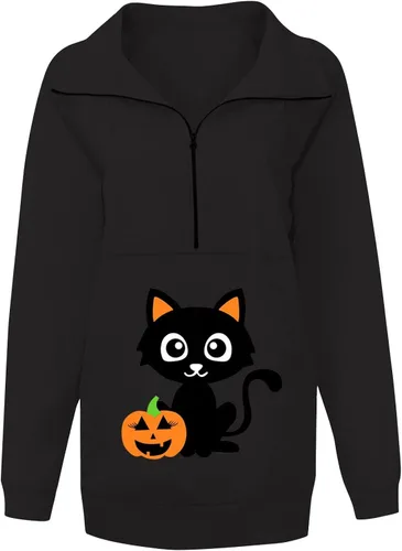 Vista 5 de Sudaderas de Halloween para mujer sudadera de manga larga casual con cordón