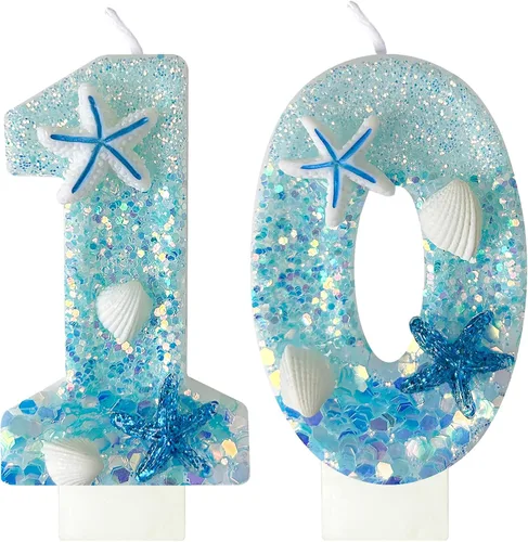 Vista 23 de Zlongron Vela número 1, velas de cumpleaños hechas a mano, decoración de pastel de cumpleaños de sirena es muy adecuada para cumpleaños, fiestas