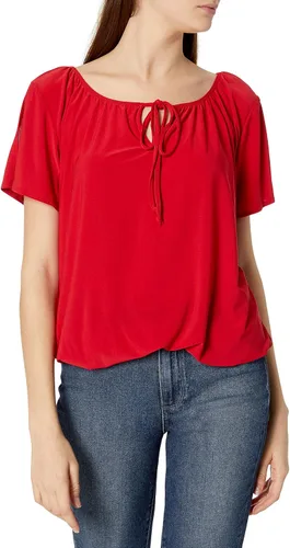 Vista 4 de Star Vixen Blusa campesina de manga corta y abertura para mujer