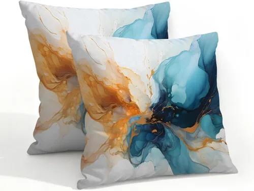 Vista 54 de Juego de 2 fundas de almohada impermeables para exteriores, 16 x 16 pulgadas, fundas de almohada decorativas de patio para muebles de jardín, sofá