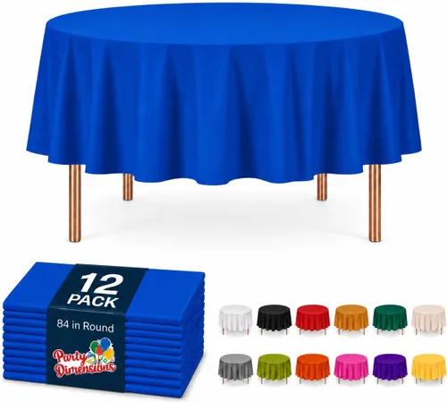 Vista 60 de Party Dimensions Mantel de plástico negro, paquete de 12 manteles rectangulares desechables de 54 x 108 pulgadas para mesas de 6 a 8 pies
