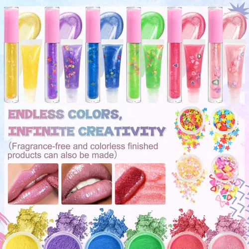 Vista 3 de Jcoos Kit de fabricación de brillo de labios, kit de fabricación de brillo de labios, divertido kit de bálsamo labial para hacer tu propio brillo