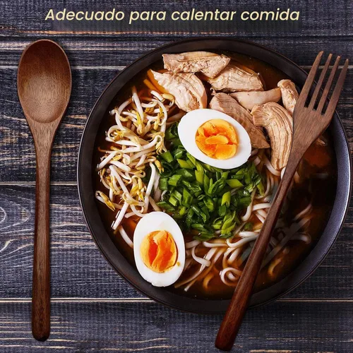 Vista 4 de Patelai - Juego de 6 cucharas de madera y tenedores para comer