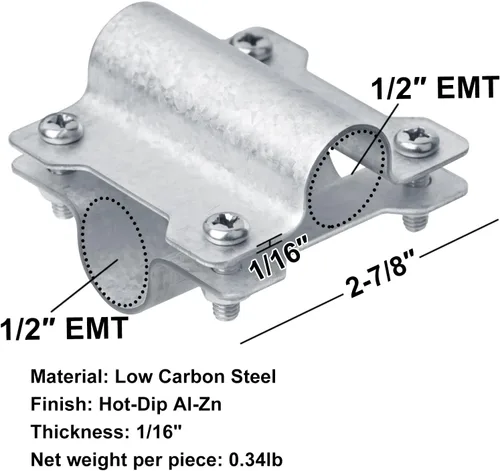 Vista 3 de Abrazadera de conducto EMT de 1/2", conector de rejilla cruzada