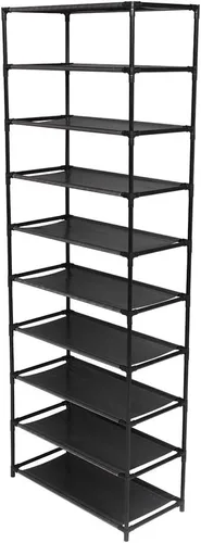 Vista 5 de Zapatero alto de 10 niveles – Organizador de zapatos independiente – Organizador de armario de metal y tela no tejida – Soporte apilable