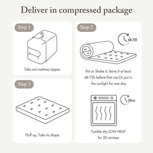 Vista 6 de Madison Park Protector de colchón impermeable, funda de colchón de felpa suave Cloud con sobrerelleno, bolsillo ajustable que se adapta a hasta 18